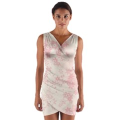 Baby Pink Floral Print Wrap Front Bodycon Dress by SpinnyChairDesigns