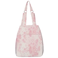 Baby Pink Floral Print Center Zip Backpack by SpinnyChairDesigns