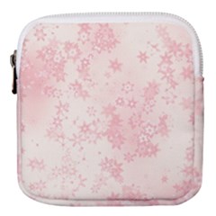 Baby Pink Floral Print Mini Square Pouch by SpinnyChairDesigns