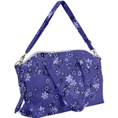 Slate Blue With White Flowers Canvas Crossbody Bag by SpinnyChairDesigns