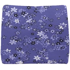 Slate Blue With White Flowers Seat Cushion by SpinnyChairDesigns