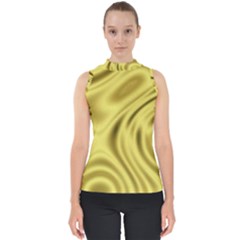 Golden Wave Mock Neck Shell Top by Sabelacarlos