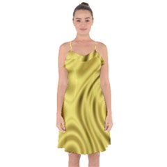 Golden Wave Ruffle Detail Chiffon Dress by Sabelacarlos