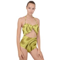 Golden Wave Scallop Top Cut Out Swimsuit