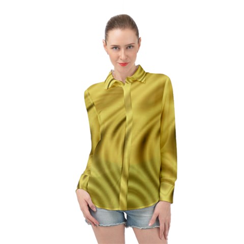 Golden Wave Long Sleeve Chiffon Shirt by Sabelacarlos