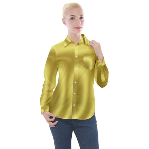 Golden Wave 2 Women s Long Sleeve Pocket Shirt by Sabelacarlos