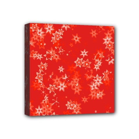 Red And White Flowers Mini Canvas 4  X 4  (stretched) by SpinnyChairDesigns