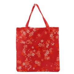 Red And White Flowers Grocery Tote Bag by SpinnyChairDesigns