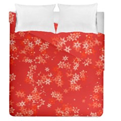 Red And White Flowers Duvet Cover Double Side (queen Size) by SpinnyChairDesigns