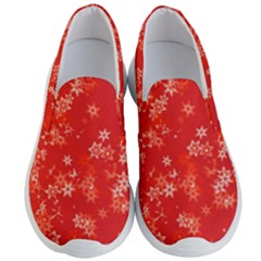 Red And White Flowers Men s Lightweight Slip Ons by SpinnyChairDesigns