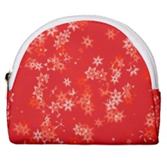 Red And White Flowers Horseshoe Style Canvas Pouch by SpinnyChairDesigns