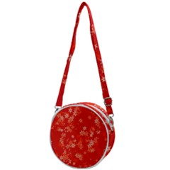 Red And White Flowers Crossbody Circle Bag by SpinnyChairDesigns