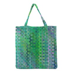 Boho Green Floral Print Grocery Tote Bag by SpinnyChairDesigns