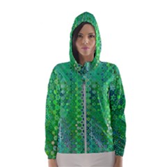 Boho Green Floral Print Women s Hooded Windbreaker by SpinnyChairDesigns