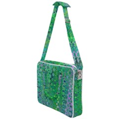 Boho Green Floral Print Cross Body Office Bag by SpinnyChairDesigns