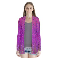 Boho Fuchsia Floral Print  Drape Collar Cardigan by SpinnyChairDesigns