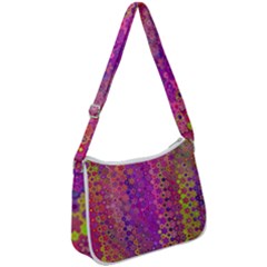 Boho Fuchsia Floral Print  Zip Up Shoulder Bag by SpinnyChairDesigns