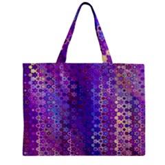 Boho Purple Floral Print Zipper Mini Tote Bag by SpinnyChairDesigns