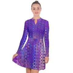 Boho Purple Floral Print Long Sleeve Panel Dress by SpinnyChairDesigns