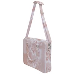 Tan White Floral Print Cross Body Office Bag by SpinnyChairDesigns