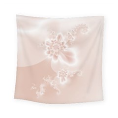 Tan White Floral Print Square Tapestry (small) by SpinnyChairDesigns