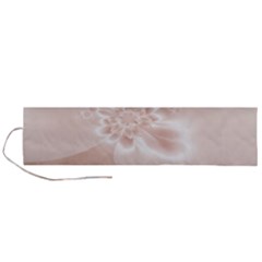 Tan White Floral Print Roll Up Canvas Pencil Holder (l) by SpinnyChairDesigns