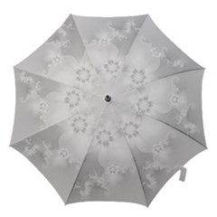 Wedding White Floral Print Hook Handle Umbrellas (large) by SpinnyChairDesigns