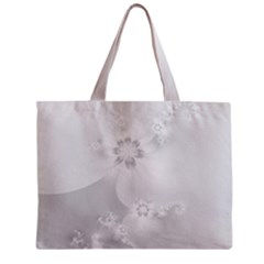 Wedding White Floral Print Zipper Mini Tote Bag by SpinnyChairDesigns