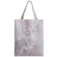 Wedding White Floral Print Zipper Classic Tote Bag by SpinnyChairDesigns