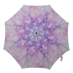 White Purple Floral Print Hook Handle Umbrellas (large) by SpinnyChairDesigns