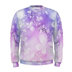 White Purple Floral Print Men s Sweatshirt by SpinnyChairDesigns