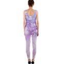 White Purple Floral Print One Piece Catsuit View2