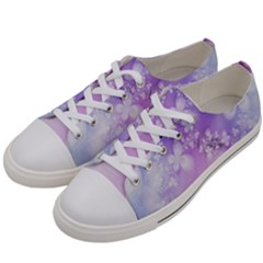 White Purple Floral Print Women s Low Top Canvas Sneakers by SpinnyChairDesigns