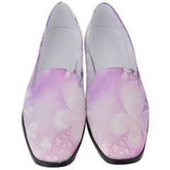White Purple Floral Print Women s Classic Loafer Heels by SpinnyChairDesigns
