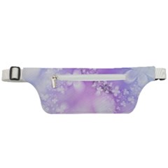 White Purple Floral Print Active Waist Bag by SpinnyChairDesigns