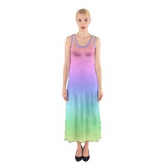 Pastel Rainbow Ombre Gradient Sleeveless Maxi Dress by SpinnyChairDesigns