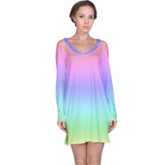 Pastel Rainbow Ombre Gradient Long Sleeve Nightdress by SpinnyChairDesigns