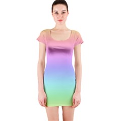 Pastel Rainbow Ombre Gradient Short Sleeve Bodycon Dress by SpinnyChairDesigns