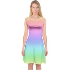 Pastel Rainbow Ombre Gradient Capsleeve Midi Dress by SpinnyChairDesigns