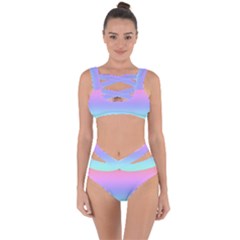 Pastel Rainbow Ombre Gradient Bandaged Up Bikini Set  by SpinnyChairDesigns