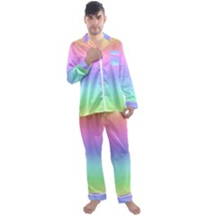 Pastel Rainbow Ombre Gradient Men s Long Sleeve Satin Pyjamas Set by SpinnyChairDesigns