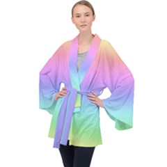 Pastel Rainbow Ombre Gradient Long Sleeve Velvet Kimono  by SpinnyChairDesigns