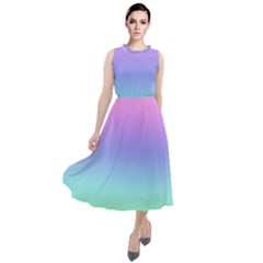 Pastel Rainbow Ombre Gradient Round Neck Boho Dress by SpinnyChairDesigns
