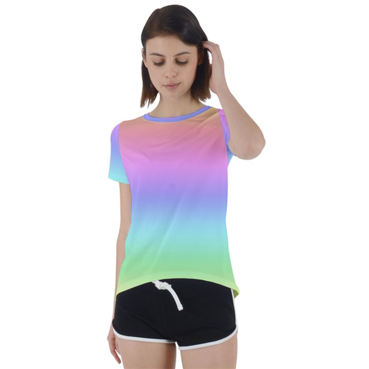 Pastel Rainbow Ombre Gradient Short Sleeve Foldover Tee