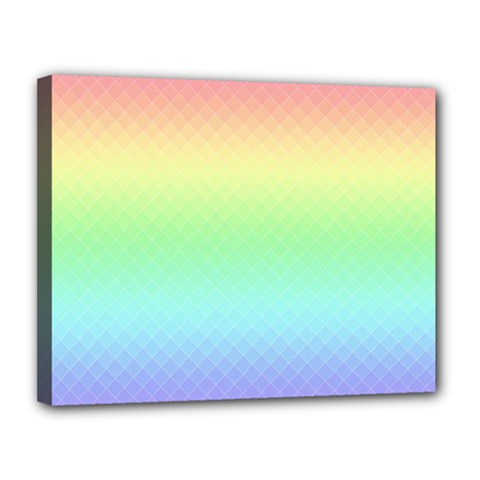 Pastel Rainbow Diamond Pattern Canvas 14  X 11  (stretched) by SpinnyChairDesigns