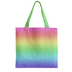 Pastel Rainbow Diamond Pattern Zipper Grocery Tote Bag by SpinnyChairDesigns