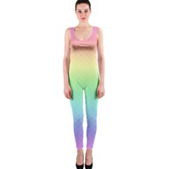 Pastel Rainbow Diamond Pattern One Piece Catsuit by SpinnyChairDesigns