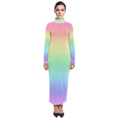 Pastel Rainbow Diamond Pattern Turtleneck Maxi Dress by SpinnyChairDesigns