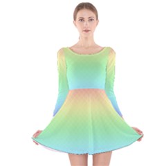 Pastel Rainbow Diamond Pattern Long Sleeve Velvet Skater Dress by SpinnyChairDesigns