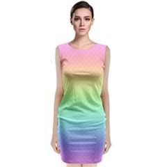 Pastel Rainbow Diamond Pattern Sleeveless Velvet Midi Dress by SpinnyChairDesigns